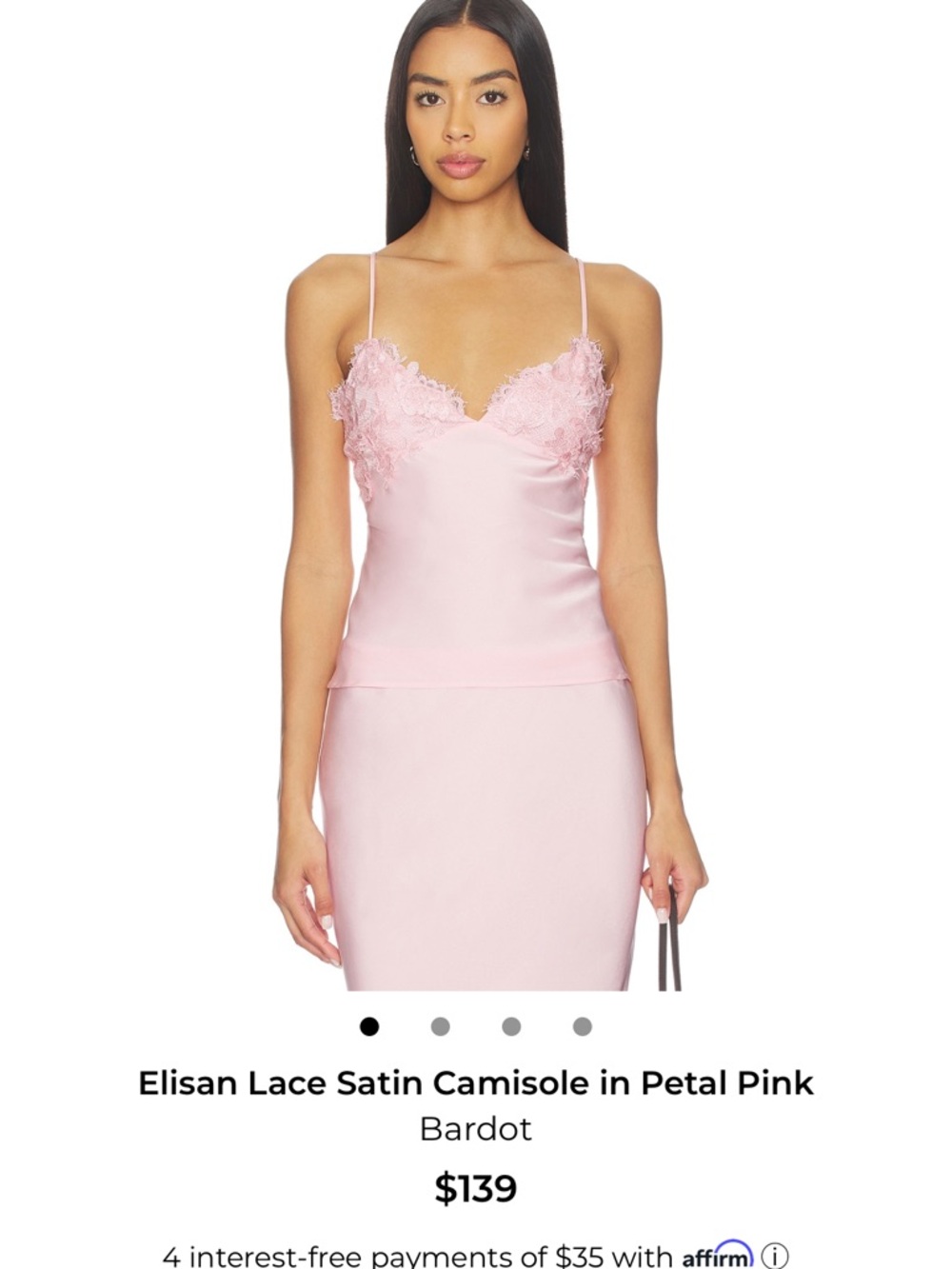 REVOLVE Petal Pink Satin Lace Cami